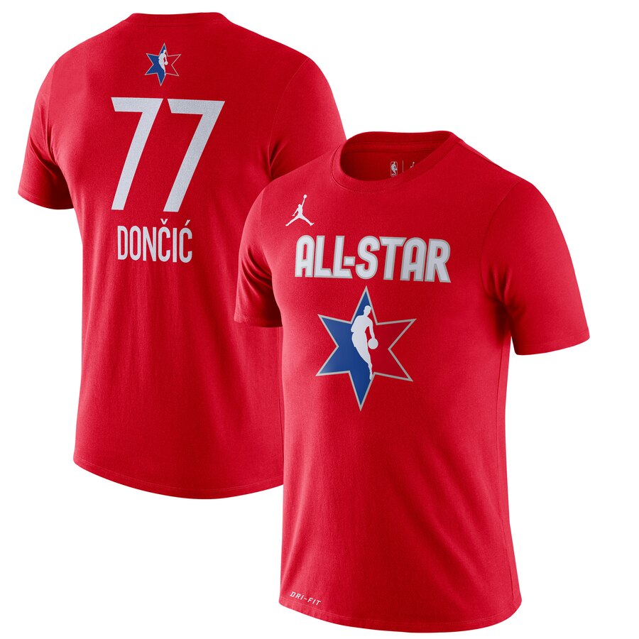 Men Luka Doncic Jordan Brand 2020 NBA AllStar Game Name & Number Player TShirt  Red->nba t-shirts->Sports Accessory